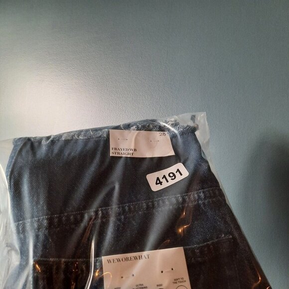WeWoreWhat Jeans Womens 28 High Rise Frayed Waist Straight Raw Hem Retro - Picture 14 of 14